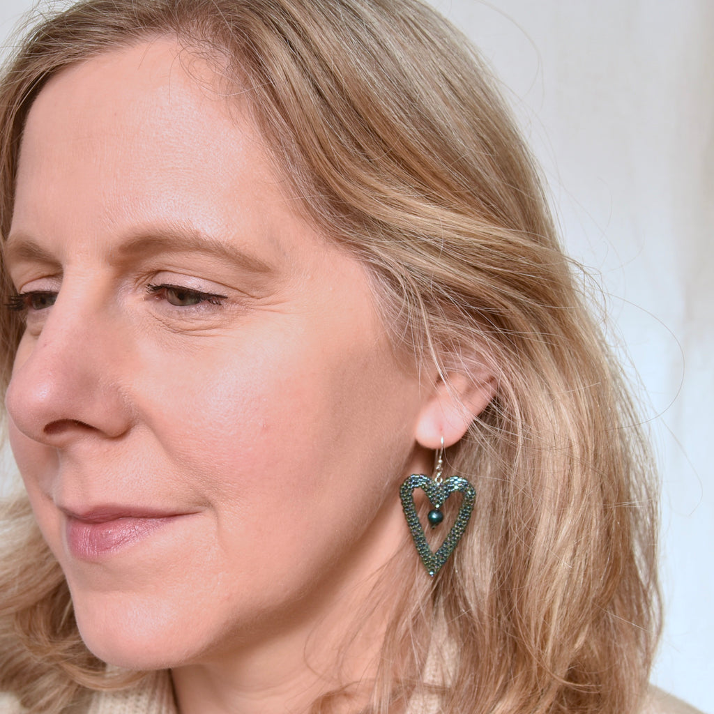 Woven Heart Earrings with Pearls
