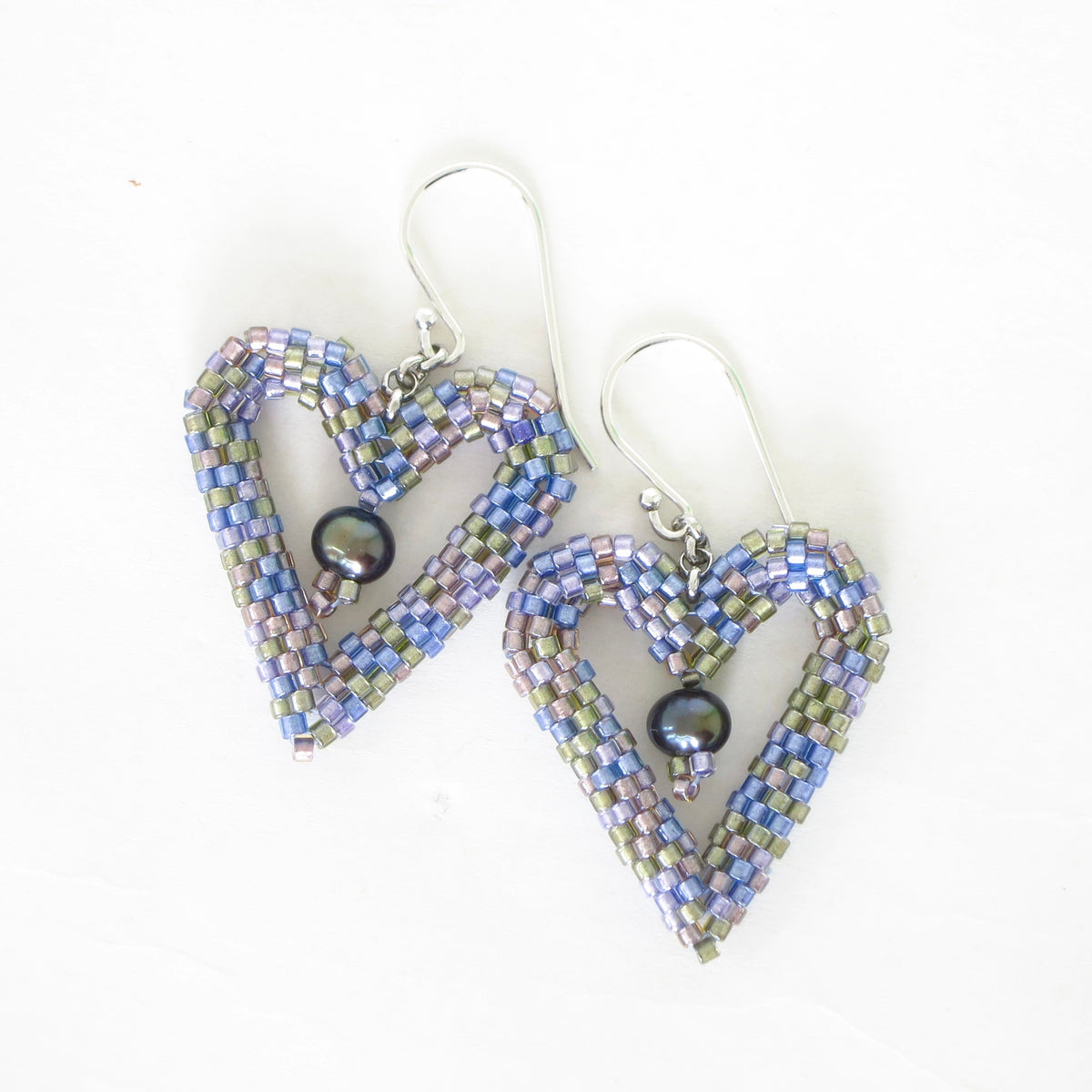 Woven Heart Earrings with Pearls