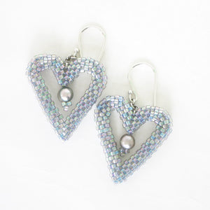 Woven Heart Earrings with Pearls