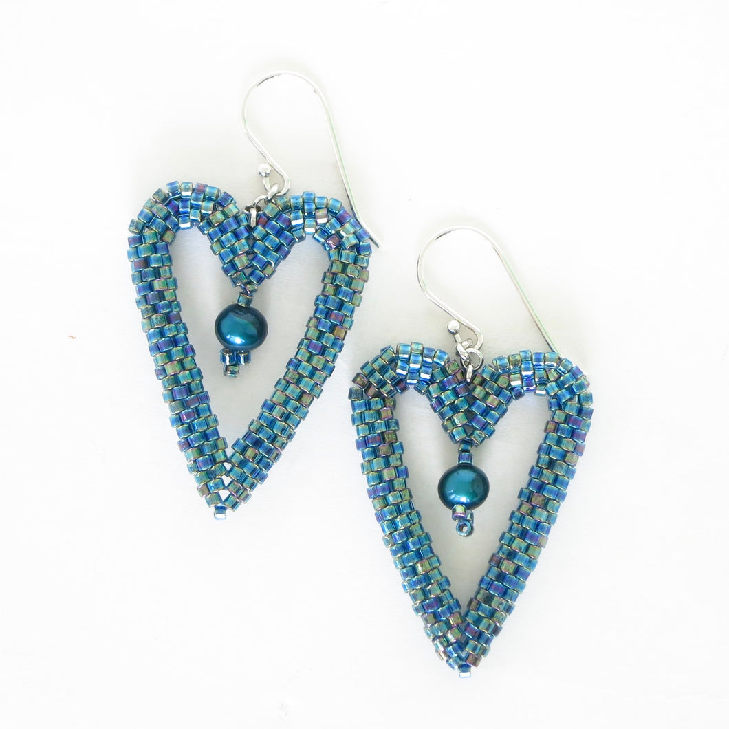 Woven Heart Earrings with Pearls