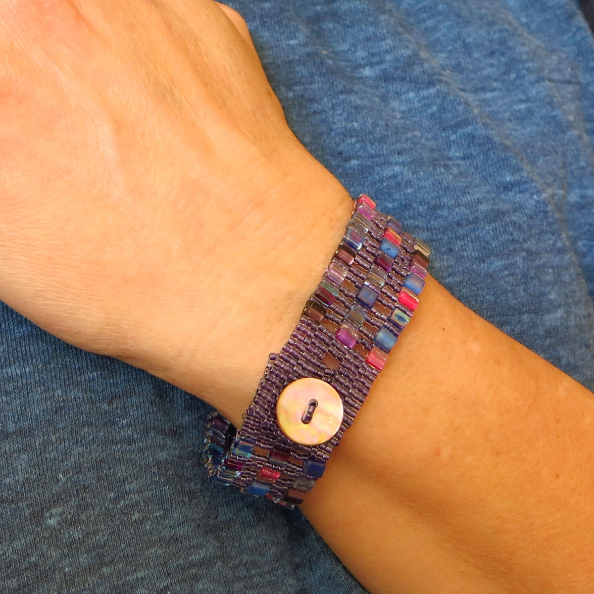 Watercolor Cubes Button Bracelet