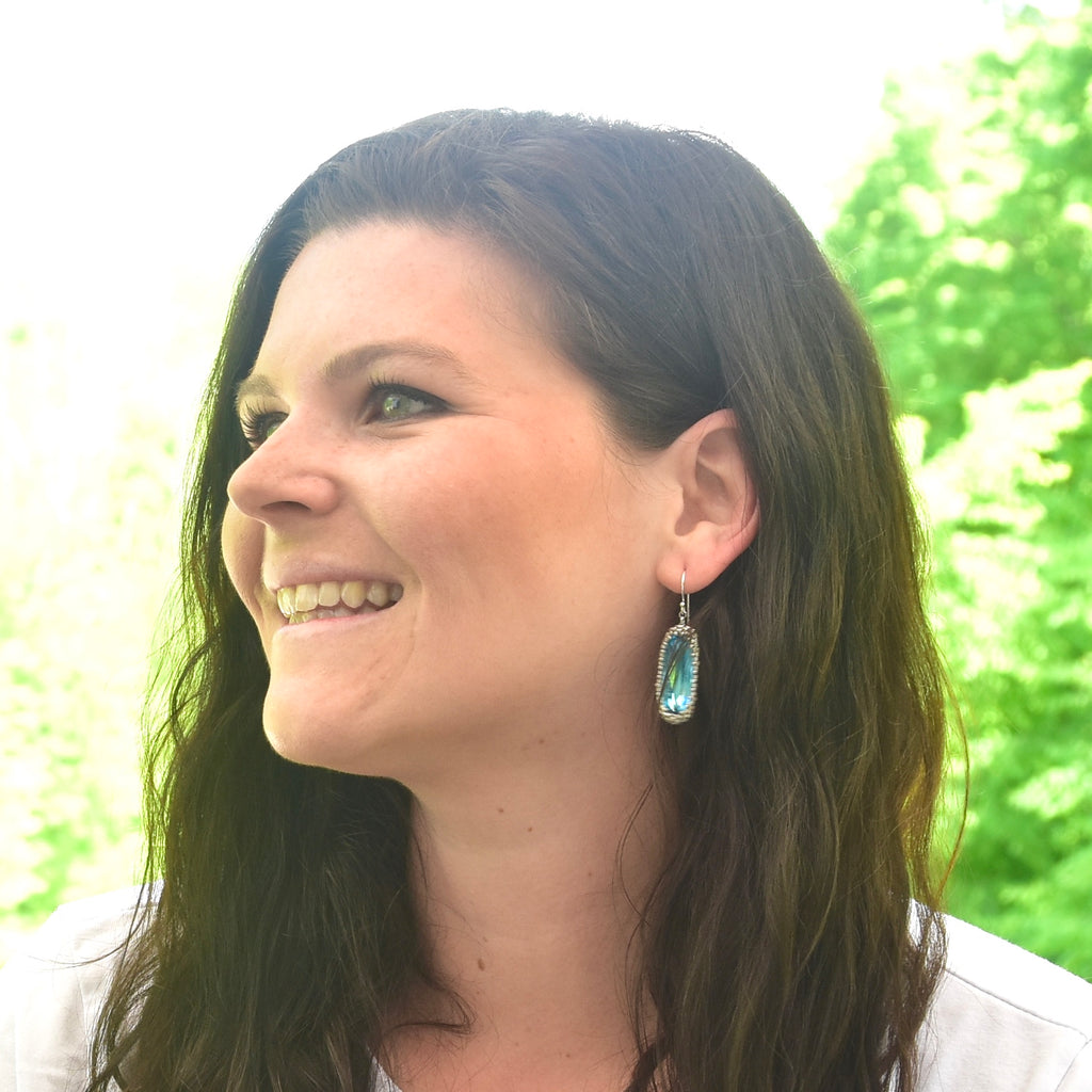 Aquamarine Crystal Long Drop Earrings