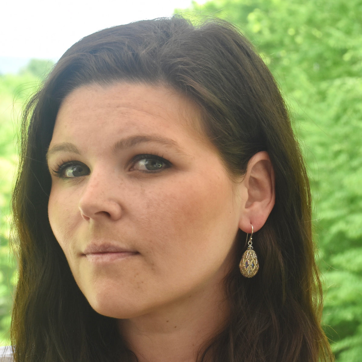 Crystal AB/Rainbow Netted Teardrop Earrings