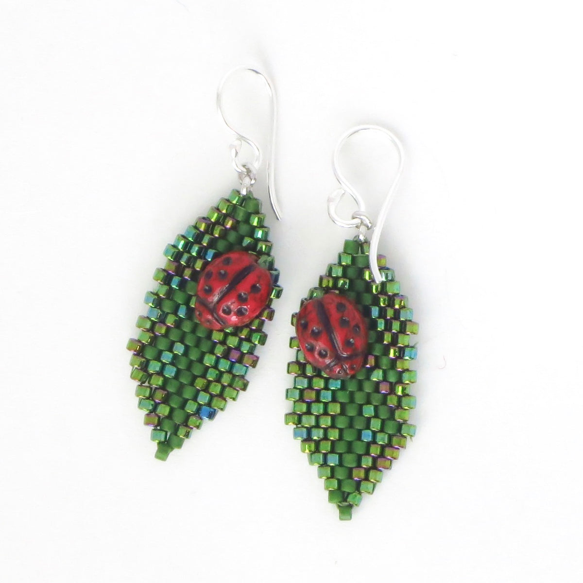 Ladybug on Leaf Earrings