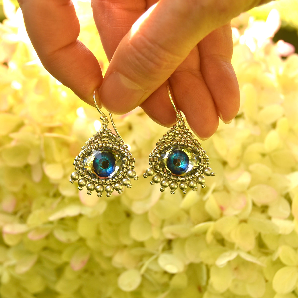 Crystal Evil Eye Charm Earrings