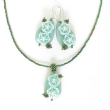 Load image into Gallery viewer, Amazonite Flower Pendant Earrings &amp; Necklace