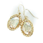 Oval Fancy Stone Bead Bezeled Earrings