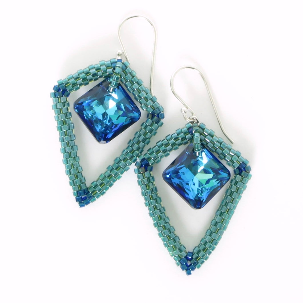Diamond Square Drop Earrings