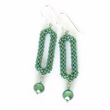 Load image into Gallery viewer, Spring Green Hexagon Drop Earrings