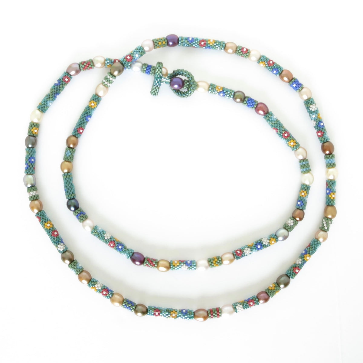 Spring Flowers and Pearls Necklace and Bracelet