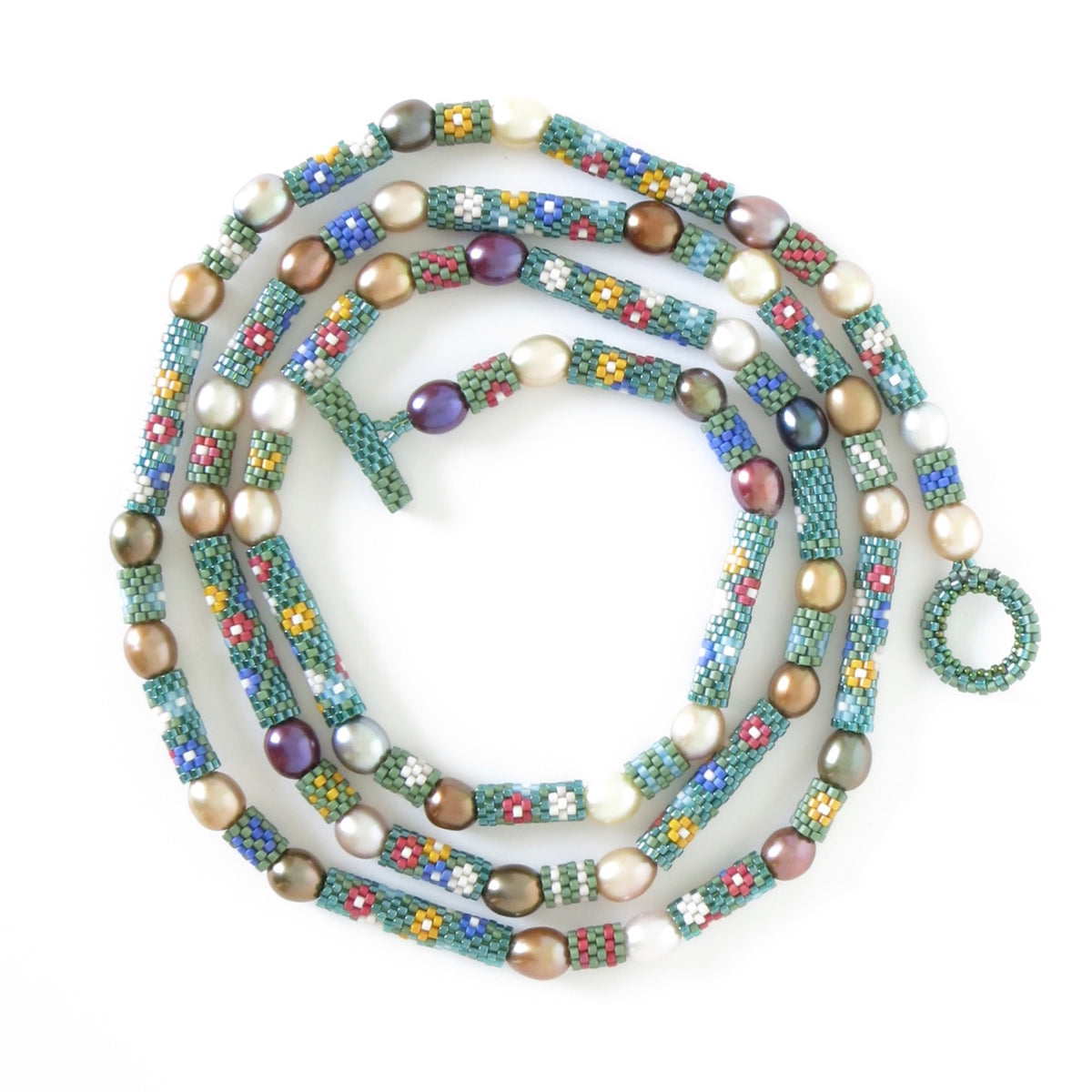 Spring Flowers and Pearls Necklace and Bracelet