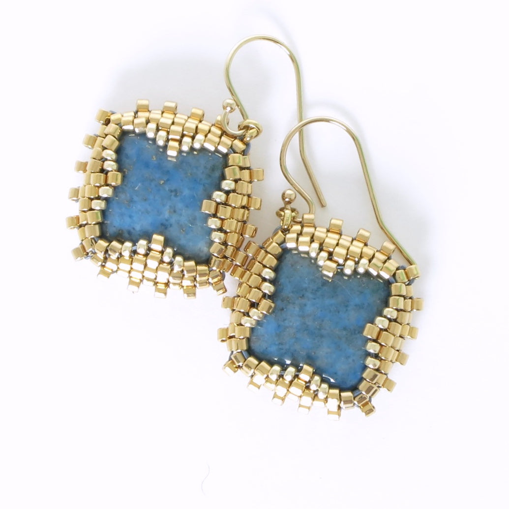 Lapis Lazuli Bezel Earrings