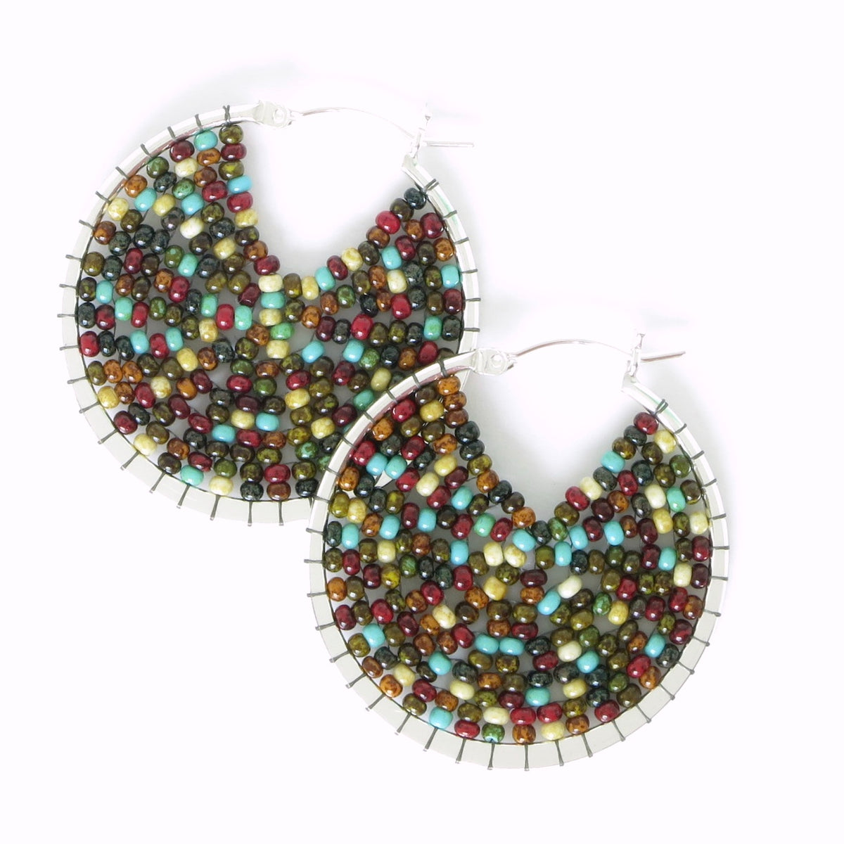 Large Beaded Sterling Silver Hoops