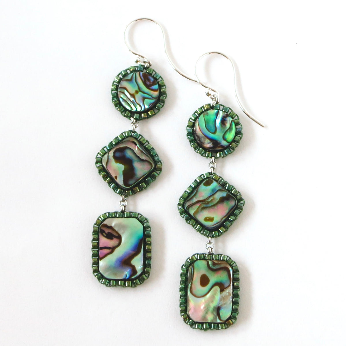Triple Drop Iridescent Shell Earrings