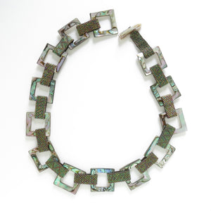 Paua Shell Square Links Necklace