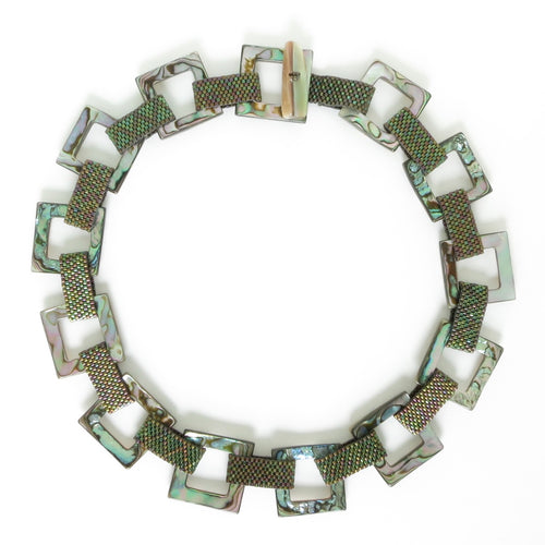 Paua Shell Square Links Necklace