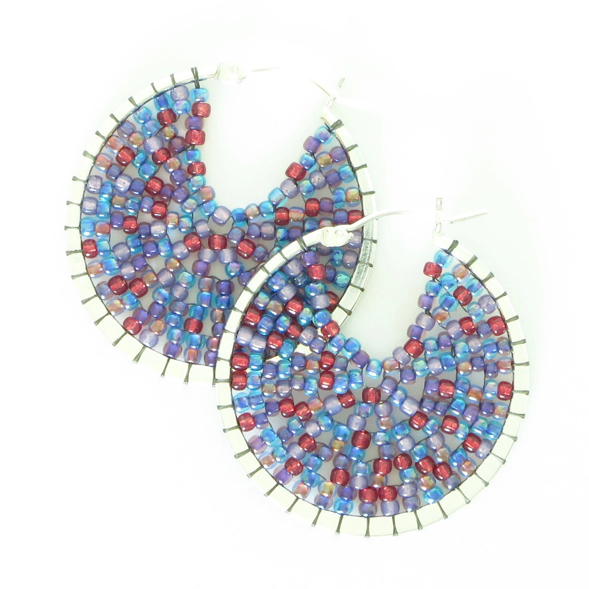 Large Beaded Sterling Silver Hoops