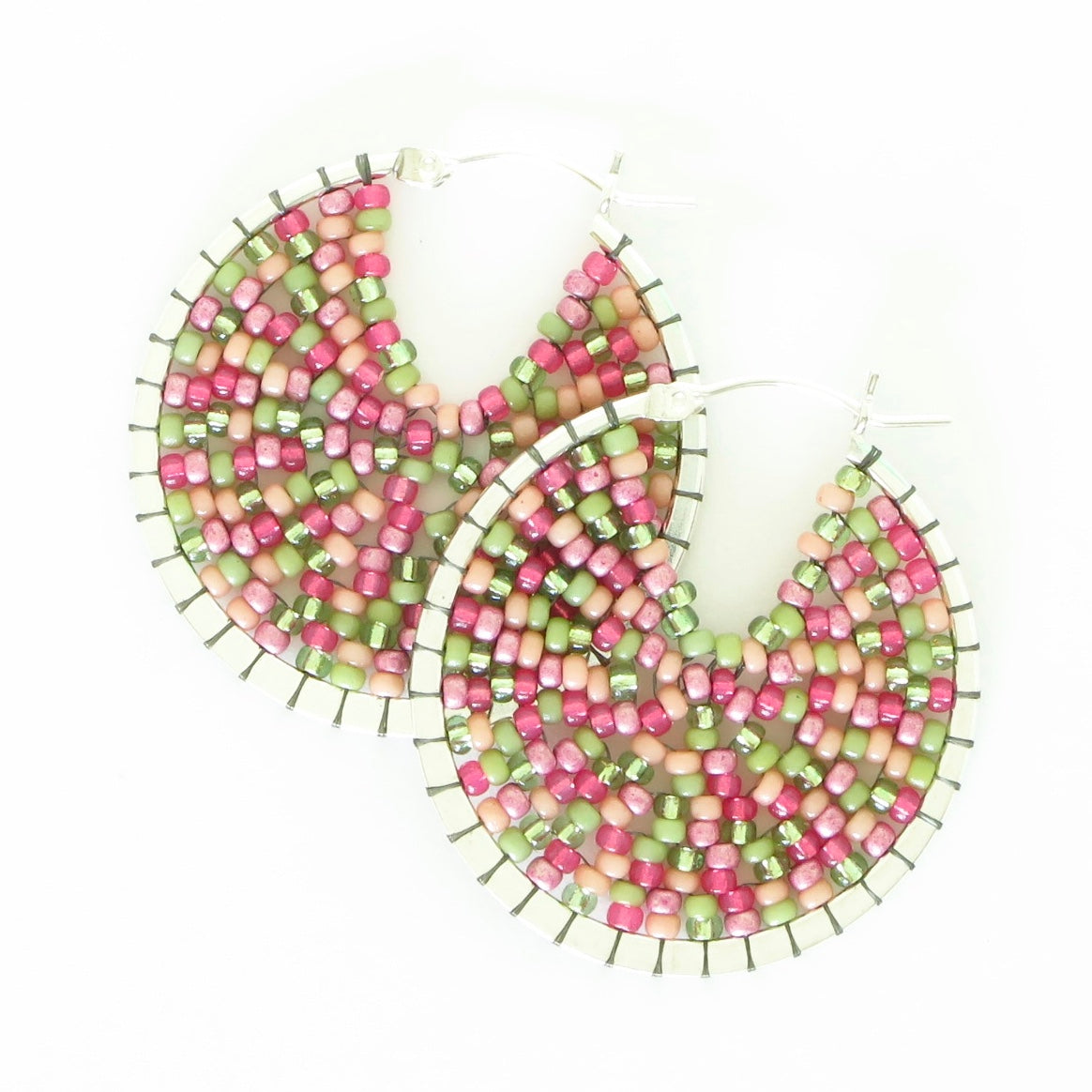 Large Beaded Sterling Silver Hoops