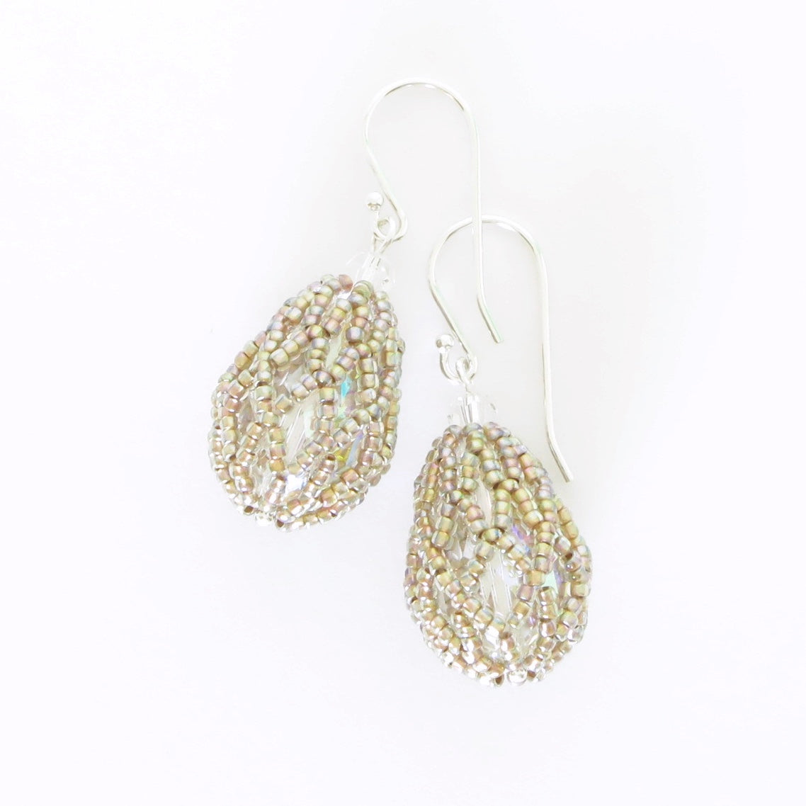 Crystal AB/Rainbow Netted Teardrop Earrings