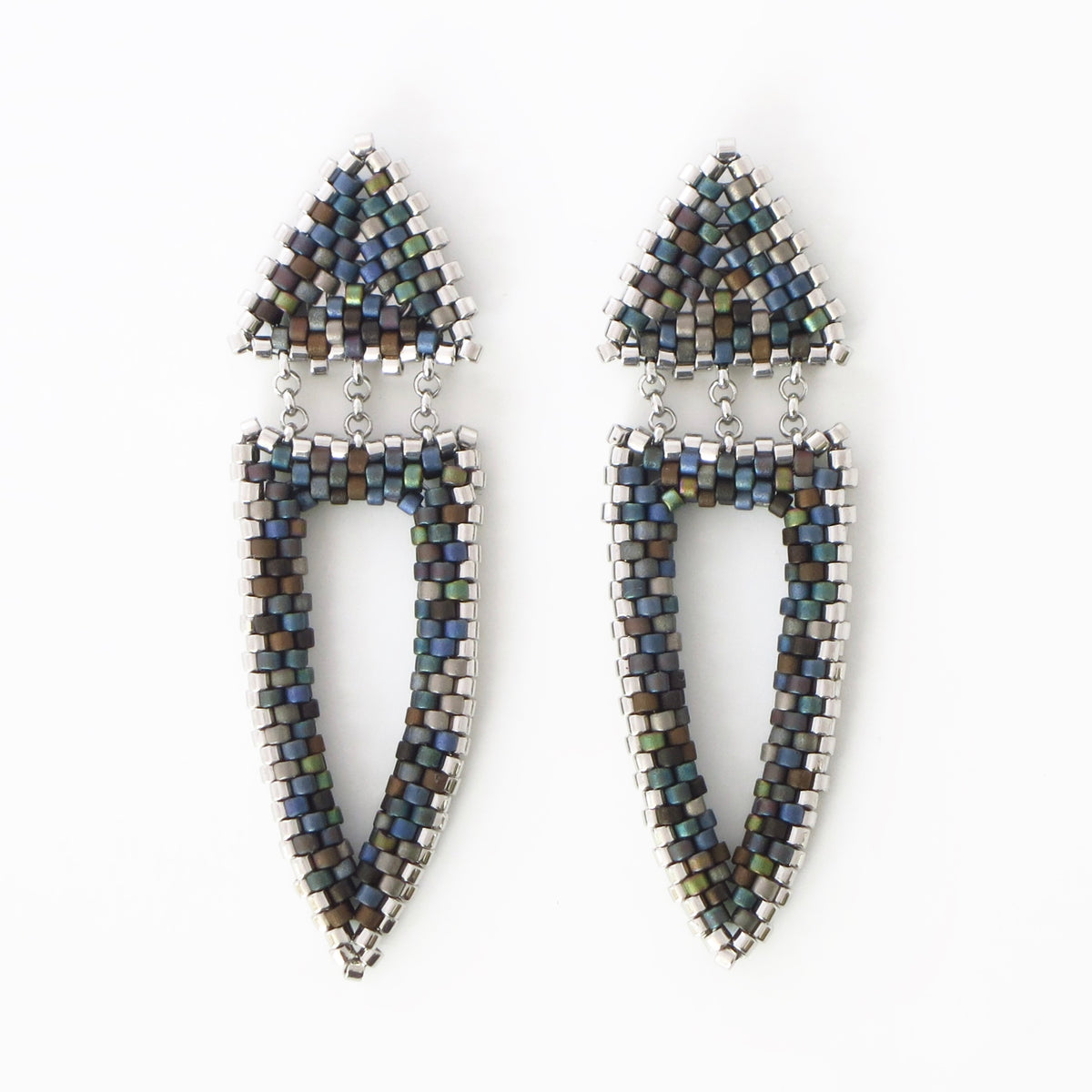 Double Drop Triangle Post Earrings