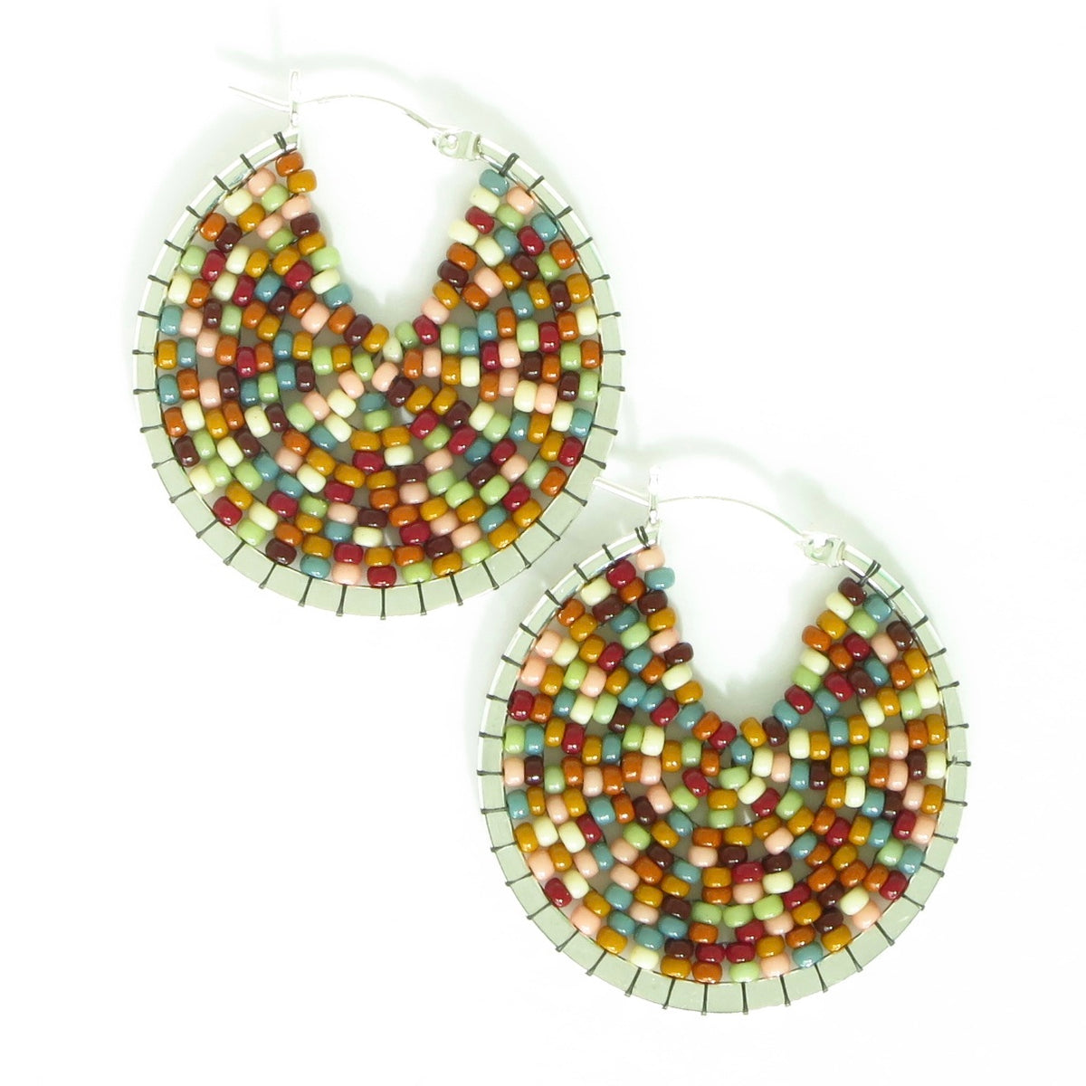 Large Beaded Sterling Silver Hoops