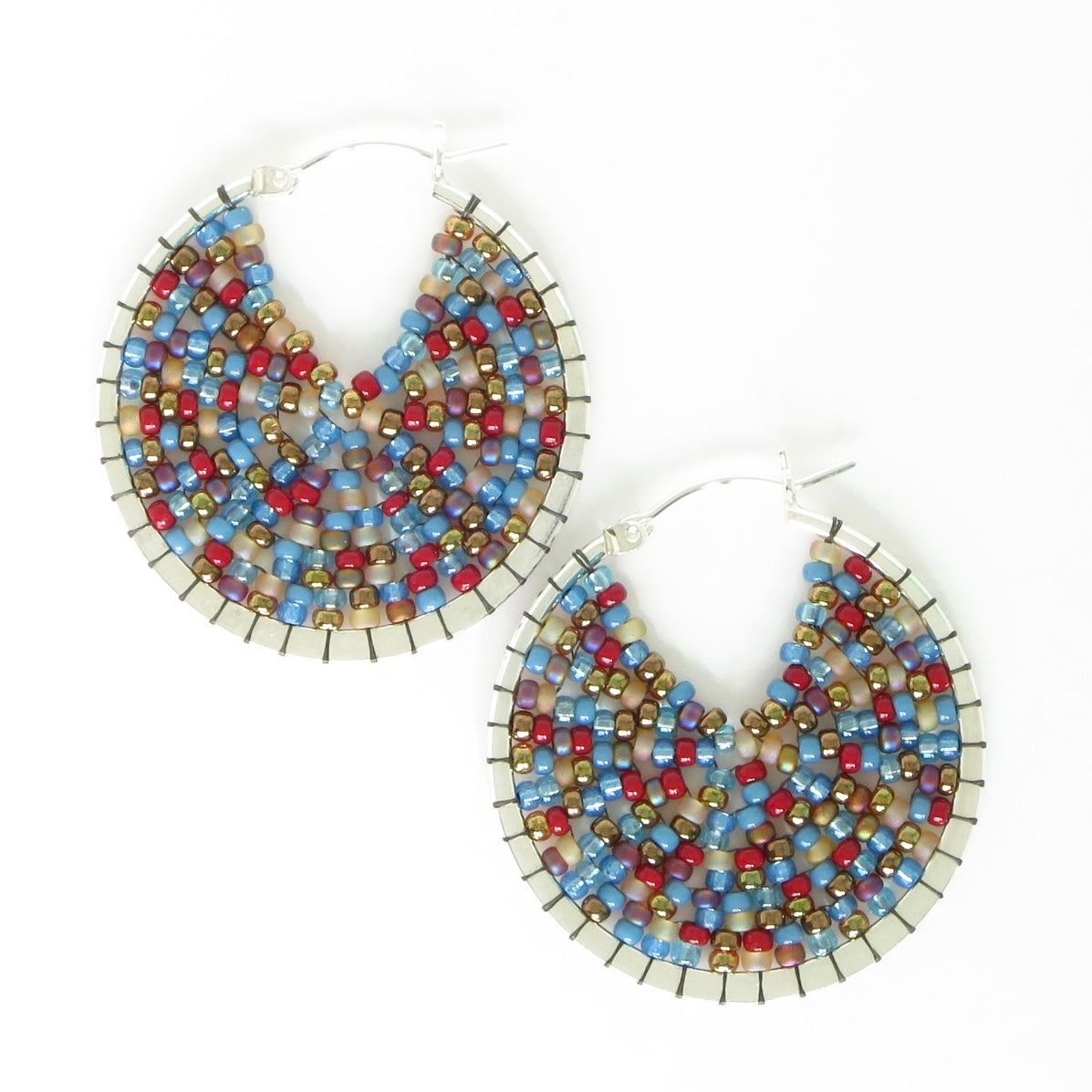 Large Beaded Sterling Silver Hoops