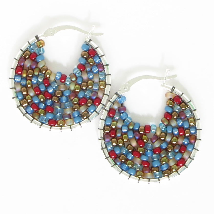 Small Beaded Sterling Silver Hoop