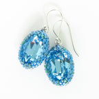 Oval Fancy Stone Bead Bezeled Earrings