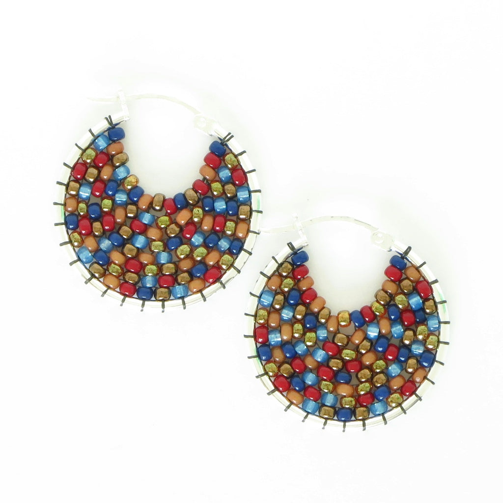 Small Beaded Sterling Silver Hoop
