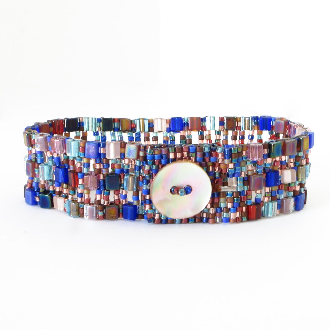 Watercolor Cubes Button Bracelet