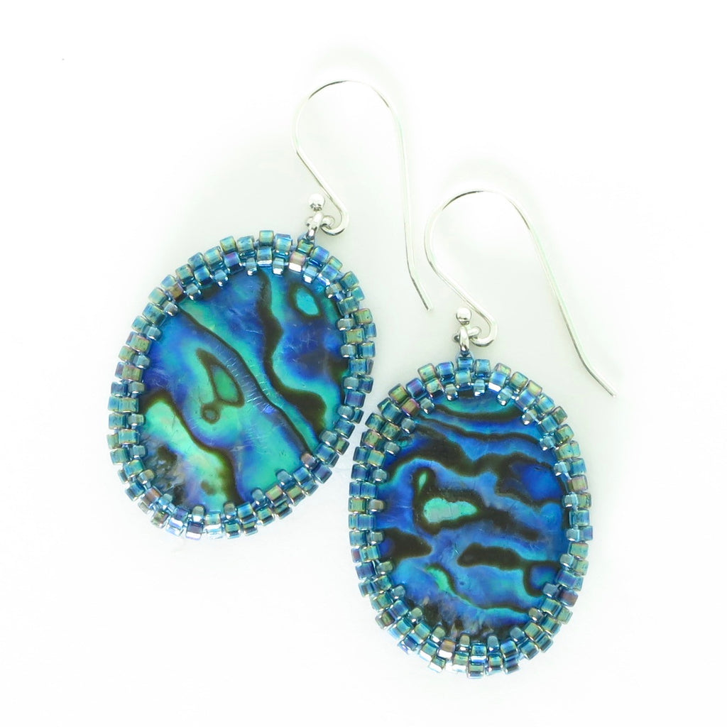 Oval Iridescent Shell Earrings