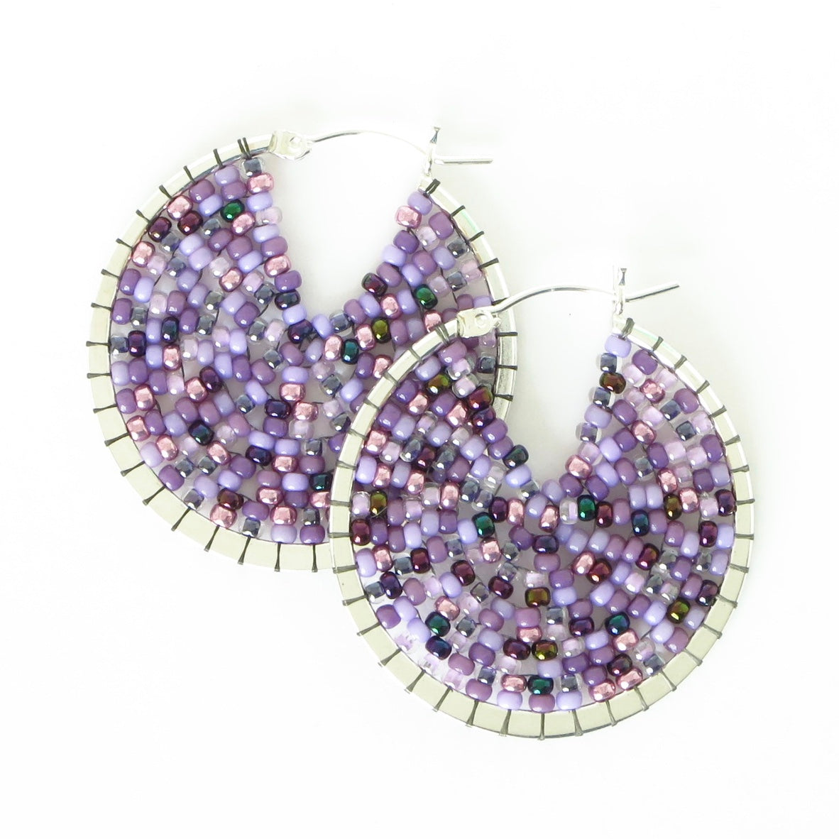 Large Beaded Sterling Silver Hoops