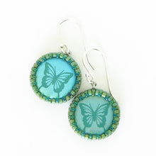 Load image into Gallery viewer, Butterfly Etched Czech Glass Earrings