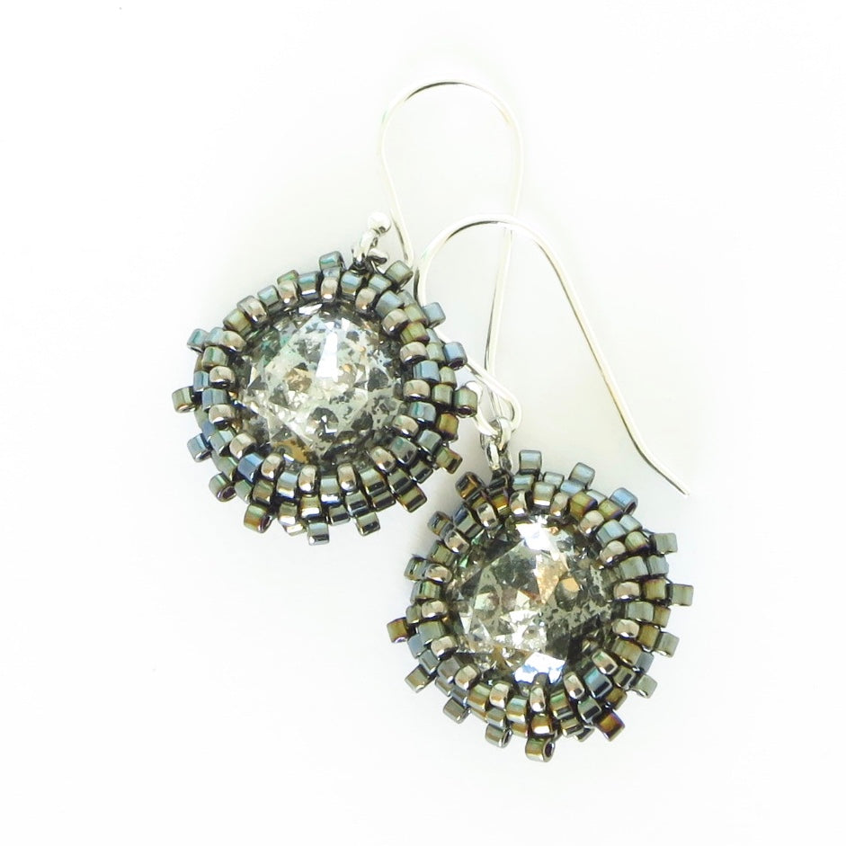 Soft Square Crystal Bezeled Earrings