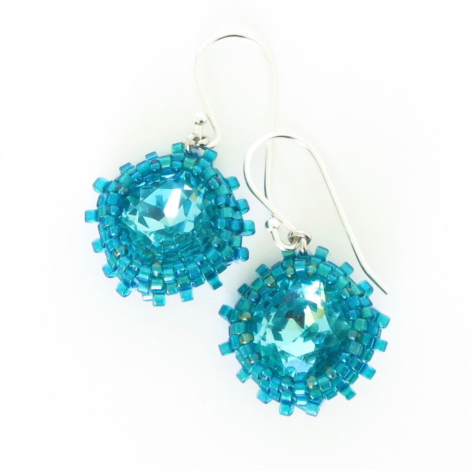 Soft Square Crystal Bezeled Earrings