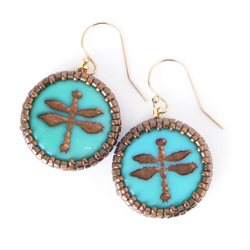 Dragonfly Czech Glass Earrings
