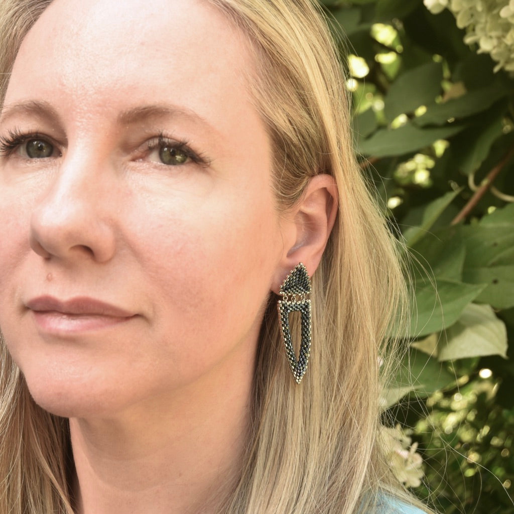 Double Drop Triangle Post Earrings